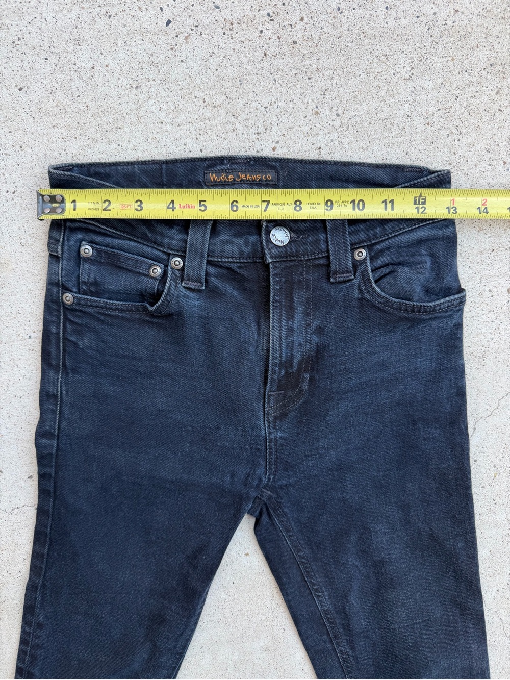 Nudie Jeans High Kai Skinny Black Organic Cotton W26 Hemmed Distressed - Picture 12 of 14